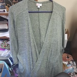 Lularoe green gray  sweater Lindsey large nwt